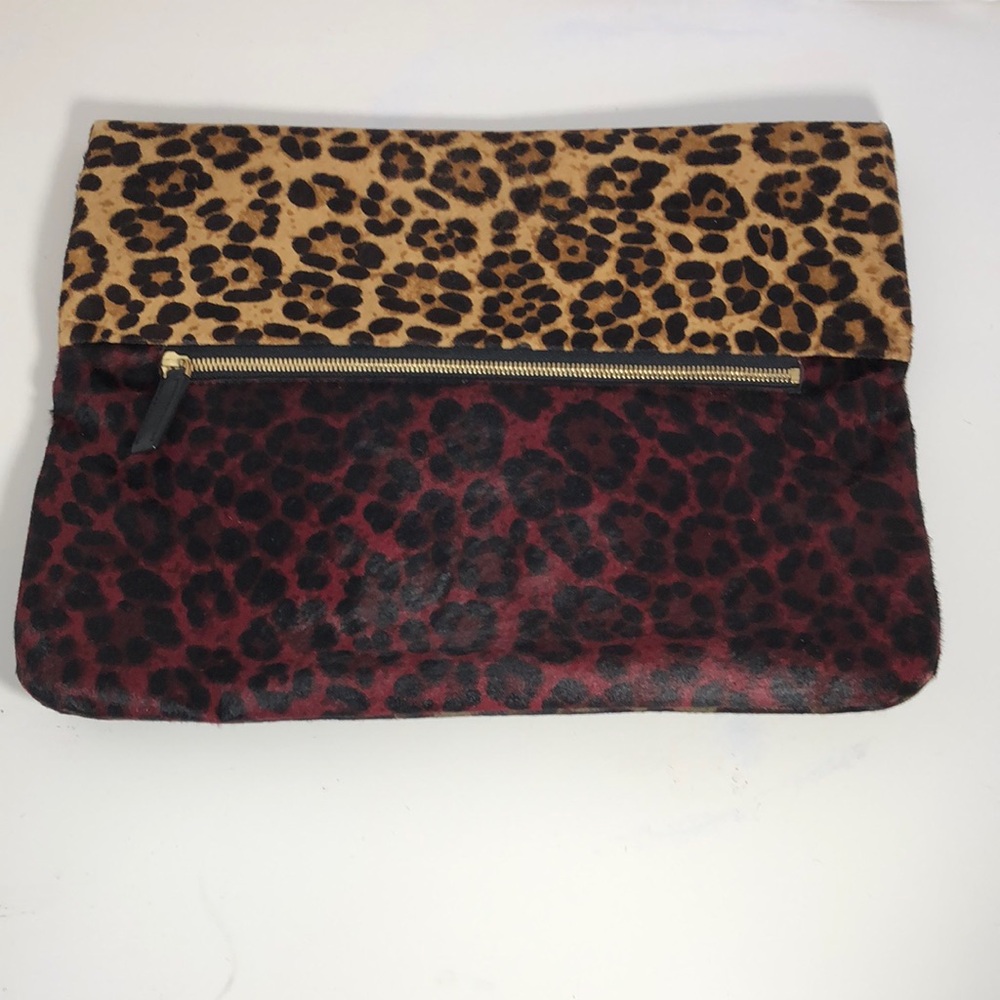 Rare Brian Atwood Leopard Print Foldover Clutch Bag Purse.